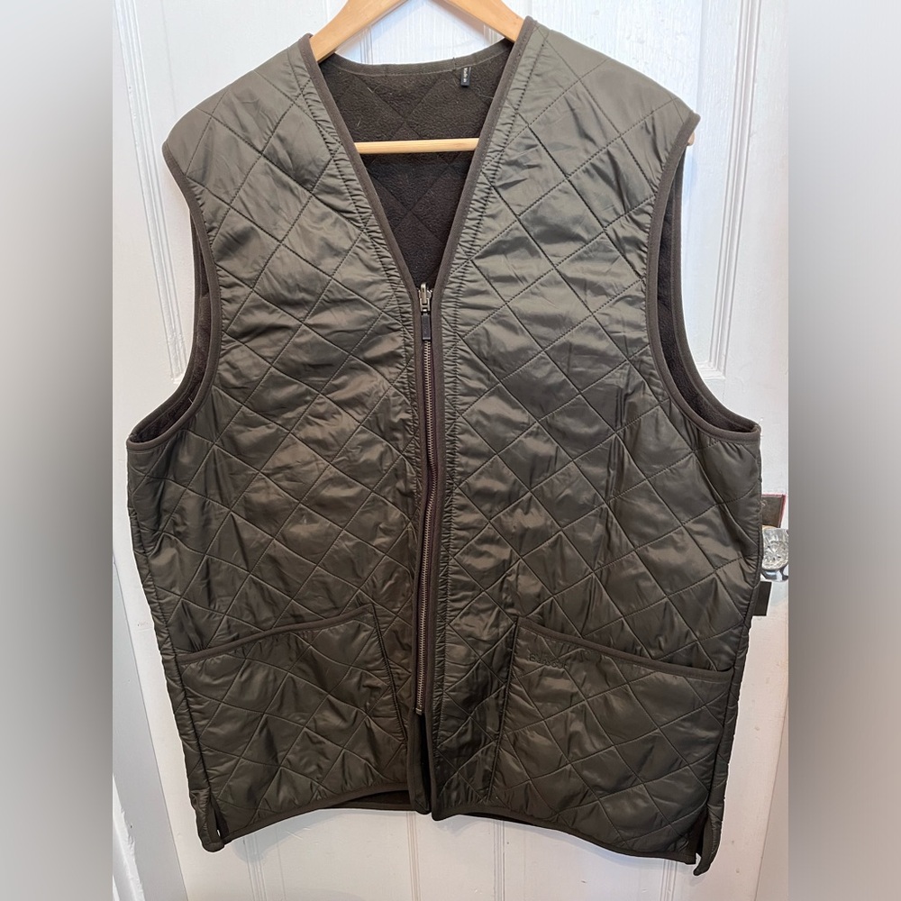 Barbour Quilted Waistcoat Zip-in Liner Vest Green Size XL